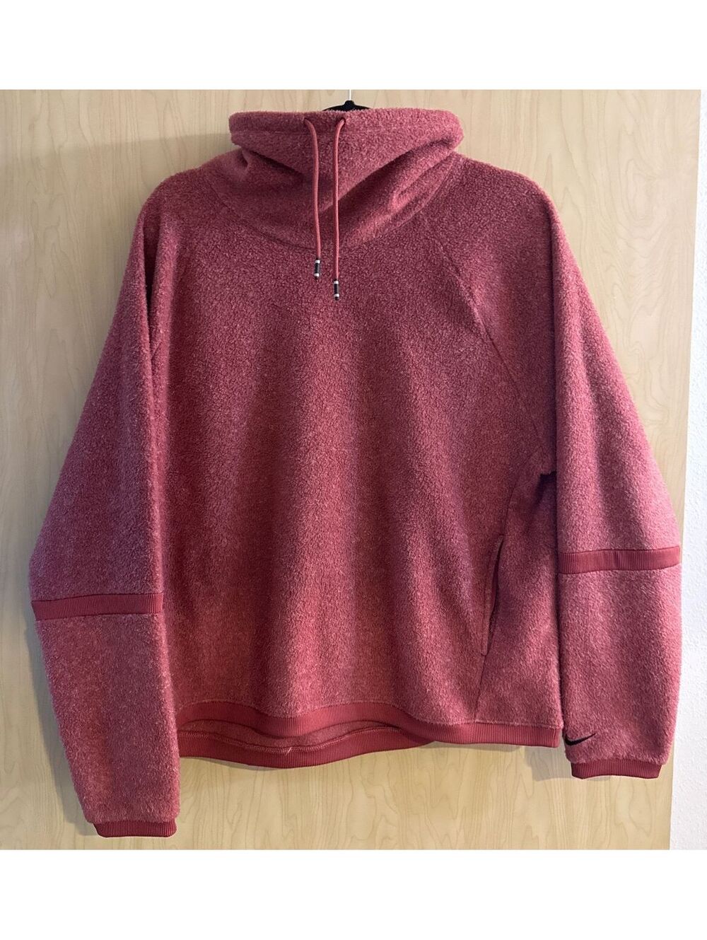 Nike mock neck fleece pullover brick red women's size large